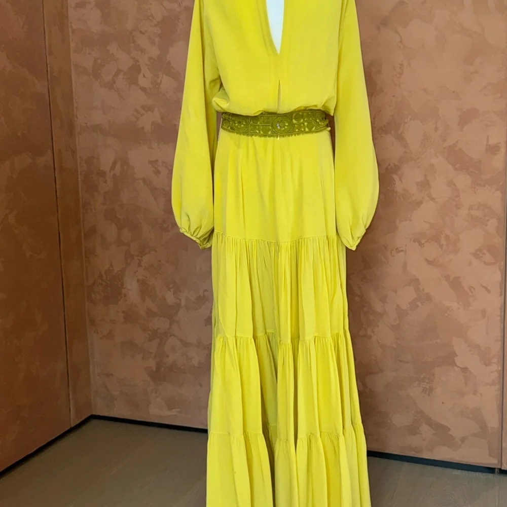 Silvia Tcherassi Vibrant Yellow Long Sleeve Dress - Picture 3 of 4